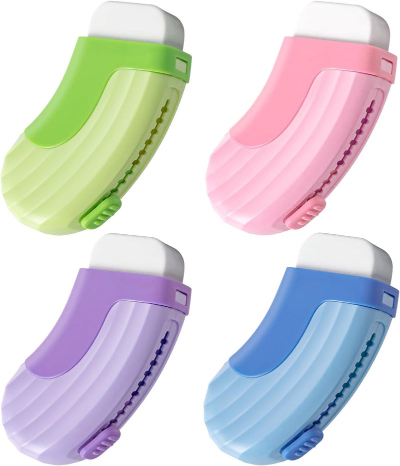 Pidada Pack Rubber Erasers Sliding Retractable Eraser, Large White Erasers for School Office Art Drawing Pencil Eraser for Kids - Image 1